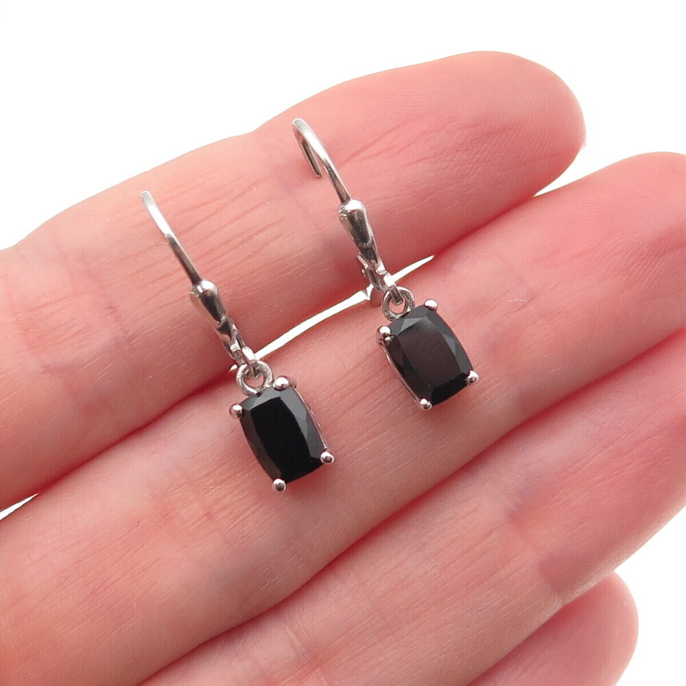 Chuck Clemency 925 Sterling Silver Real Black Onyx Dangle Earrings